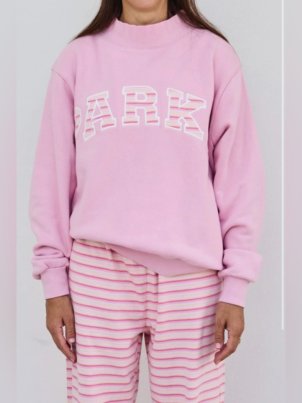 PARKE NWT PINK STRIPED MOCK NECK SWEATSHIRT
